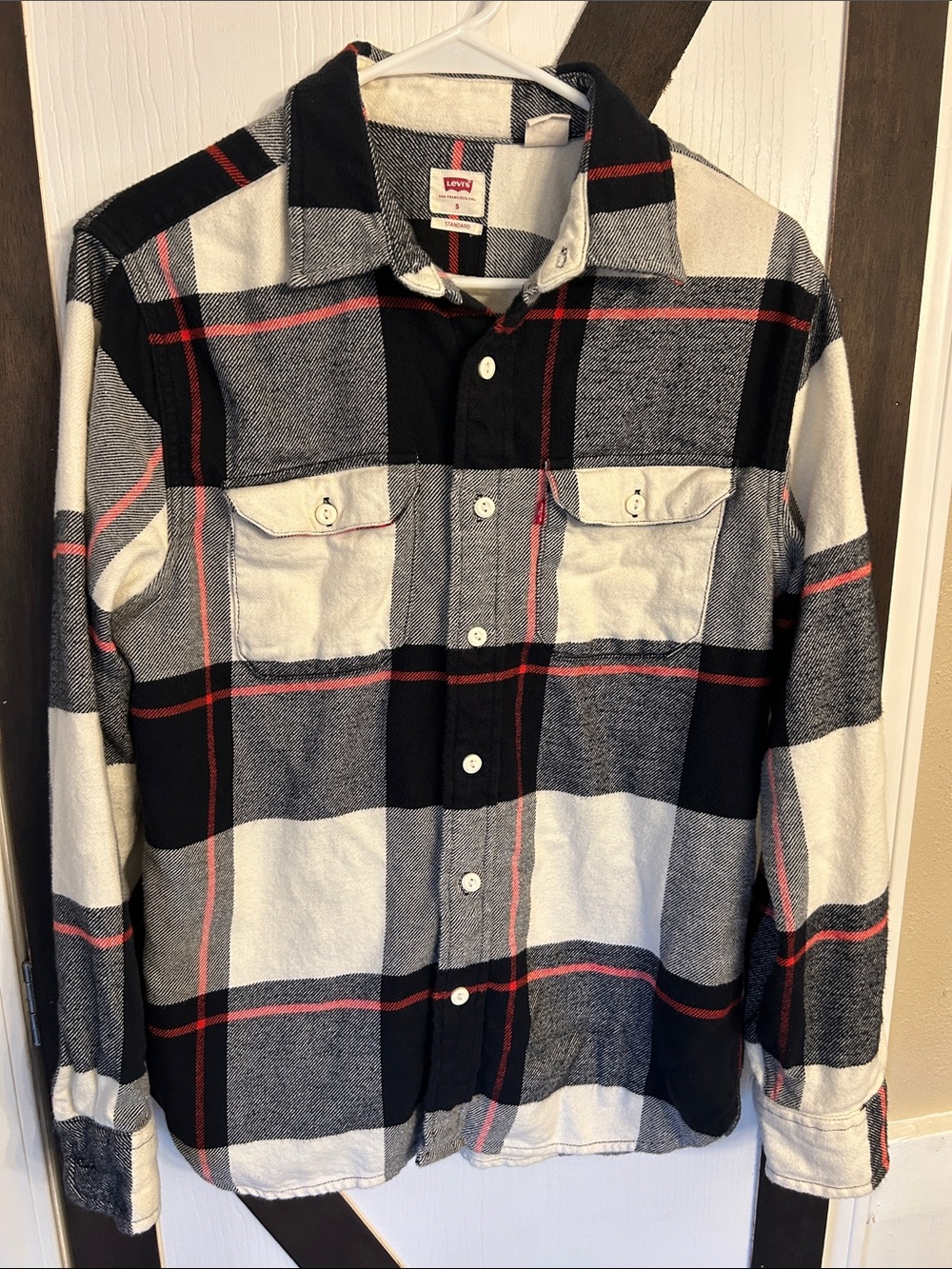 Levi's Black, White & Red Plaid Button-Down Shirt